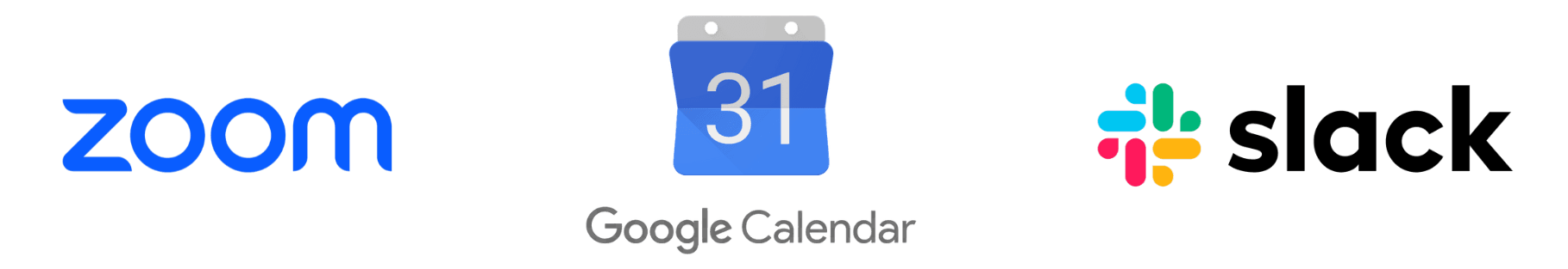 Zoom, Google Calendar, and Slack